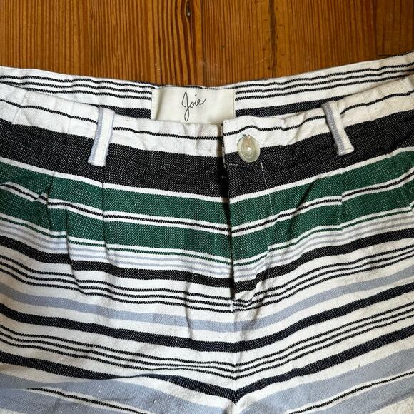 Josie white gray green striped linen shorts SIZE 4 - Picture 2 of 5